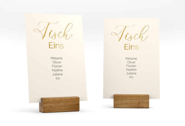 Tischaufsteller Hochzeit Eheschließung Tischaufsteller beige gold