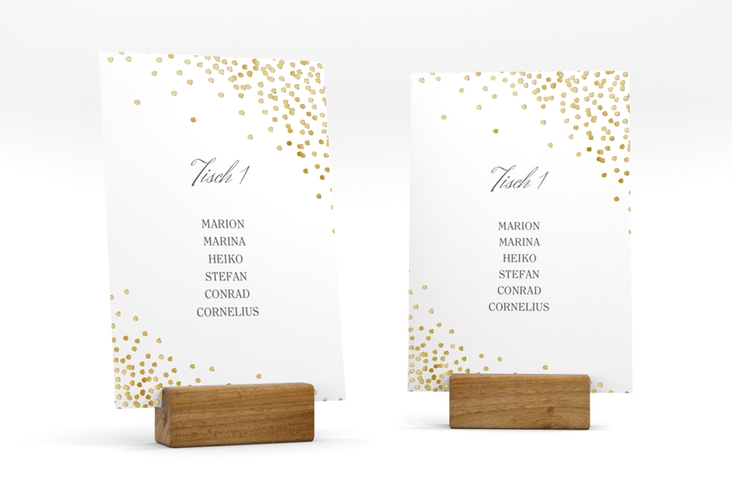 Tischaufsteller Hochzeit Glitter Tischaufsteller weiss gold