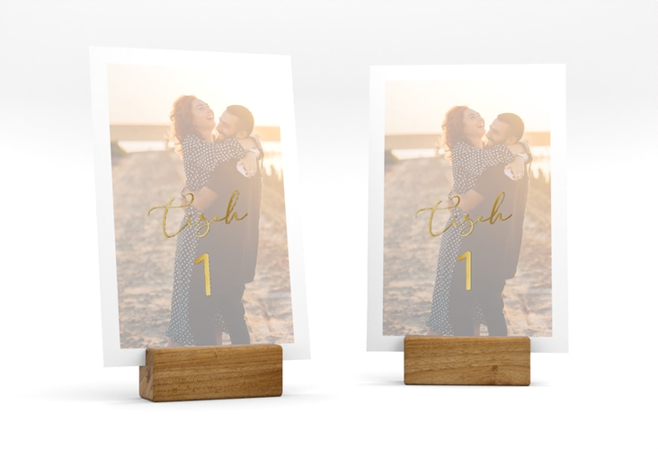Tischnummer Hochzeit Lucent Tischaufsteller weiss gold