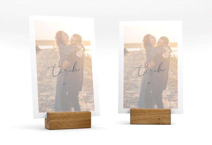 Tischnummer Hochzeit Lucent Tischaufsteller weiss silber