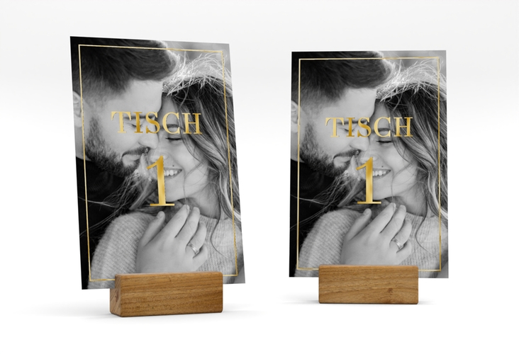 Tischnummer Hochzeit Moment Tischaufsteller beige gold