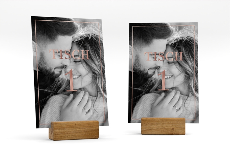 Tischnummer Hochzeit Moment Tischaufsteller beige rosegold