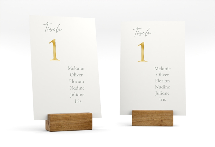 Tischaufsteller Hochzeit Day Tischaufsteller weiss gold mit Datum im minimalistischen Design
