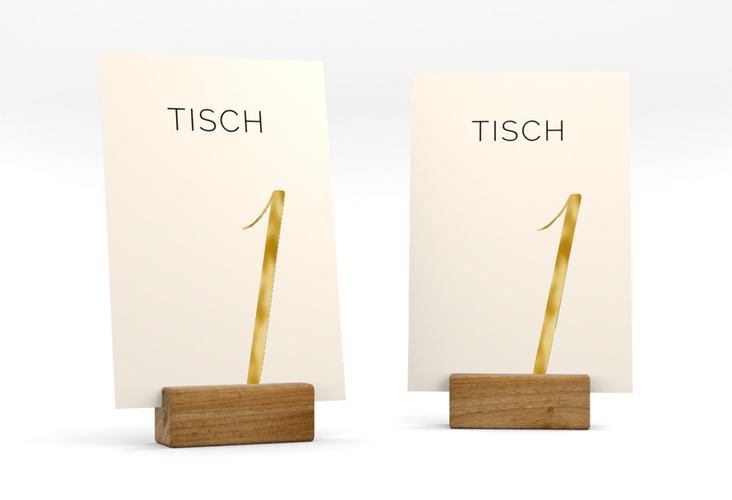 Tischnummer Hochzeit Eheschließung Tischaufsteller beige gold