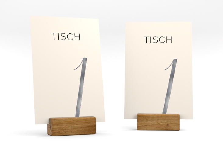 Tischnummer Hochzeit Eheschließung Tischaufsteller beige silber