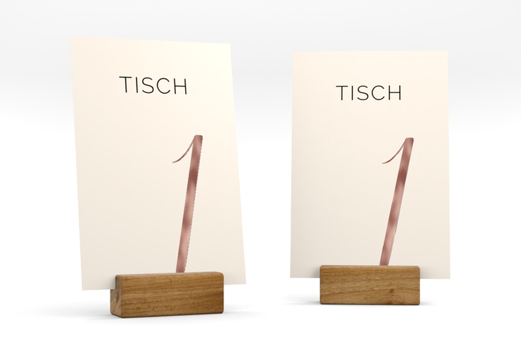 Tischnummer Hochzeit Eheschließung Tischaufsteller beige rosegold