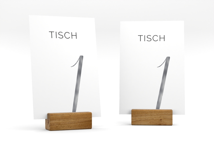 Tischnummer Hochzeit Eheschließung Tischaufsteller weiss silber