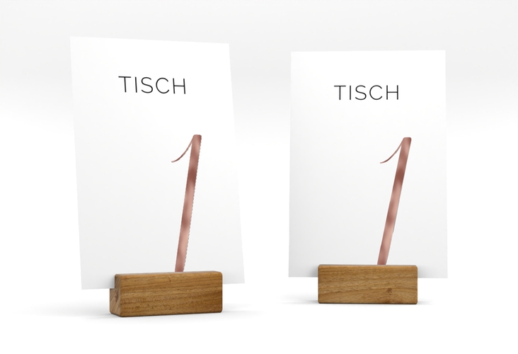 Tischnummer Hochzeit Eheschließung Tischaufsteller weiss rosegold