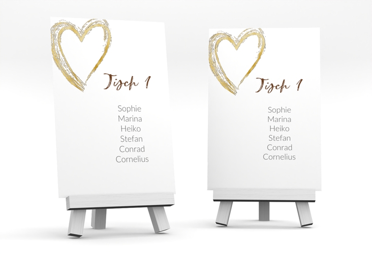 Tischaufsteller Hochzeit Liebe Tischaufsteller braun gold