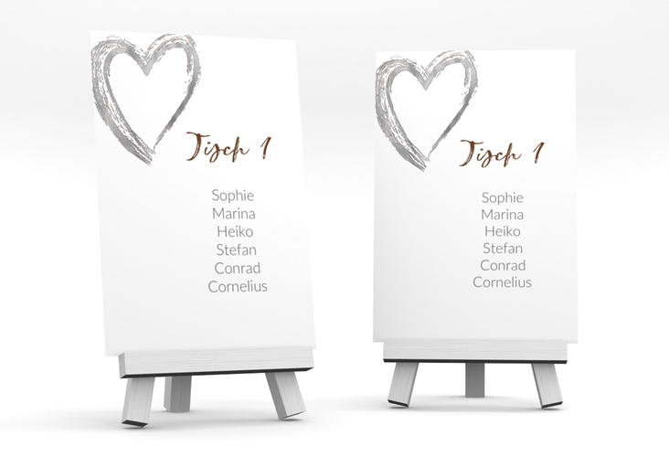 Tischaufsteller Hochzeit Liebe Tischaufsteller braun silber