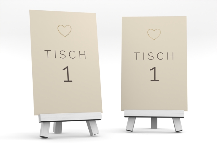 Tischnummer Hochzeit Lebenstraum Tischaufsteller beige gold