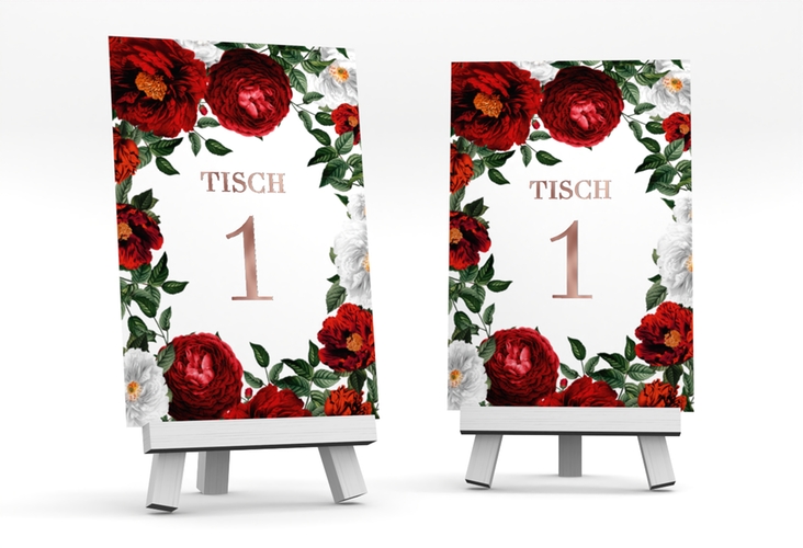 Tischnummer Hochzeit Florista Tischaufsteller weiss rosegold