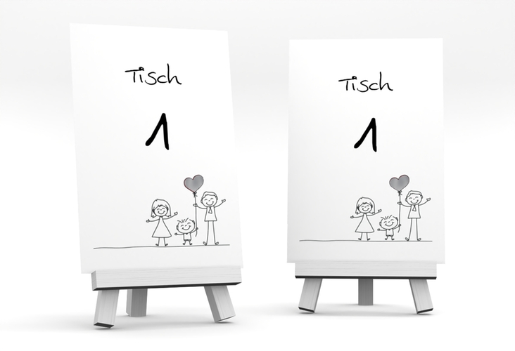 Tischnummer Hochzeit Family Tischaufsteller weiss silber