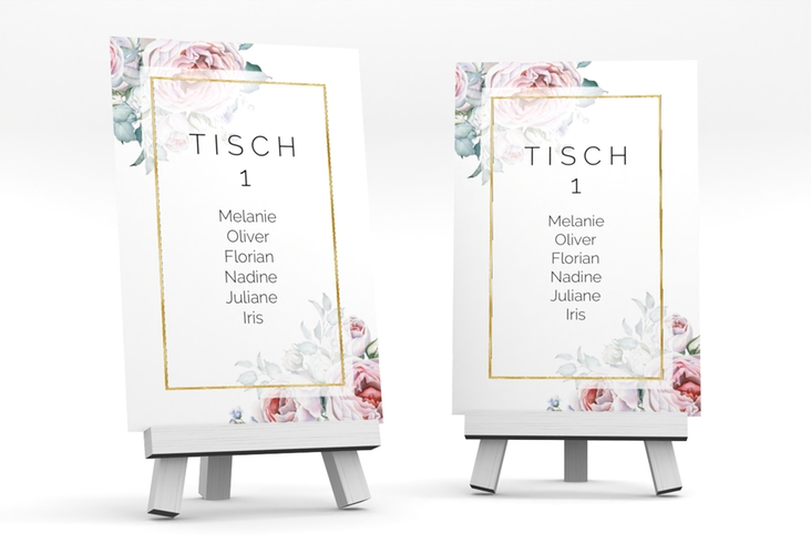Tischaufsteller Hochzeit Embrace Tischaufsteller weiss gold