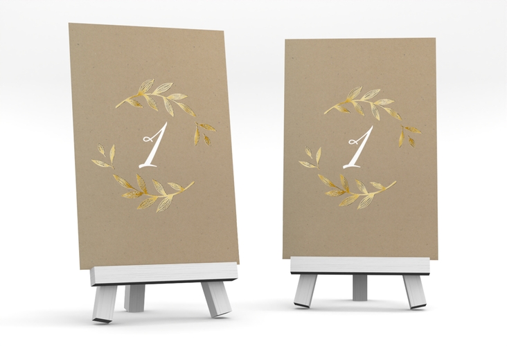 Tischnummer Hochzeit Naturelove Tischaufsteller weiss gold