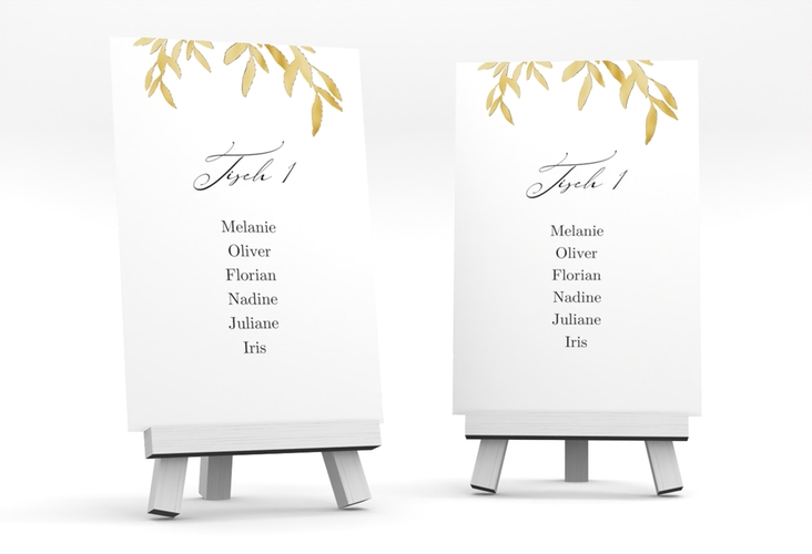 Tischaufsteller Hochzeit Demure Tischaufsteller weiss gold
