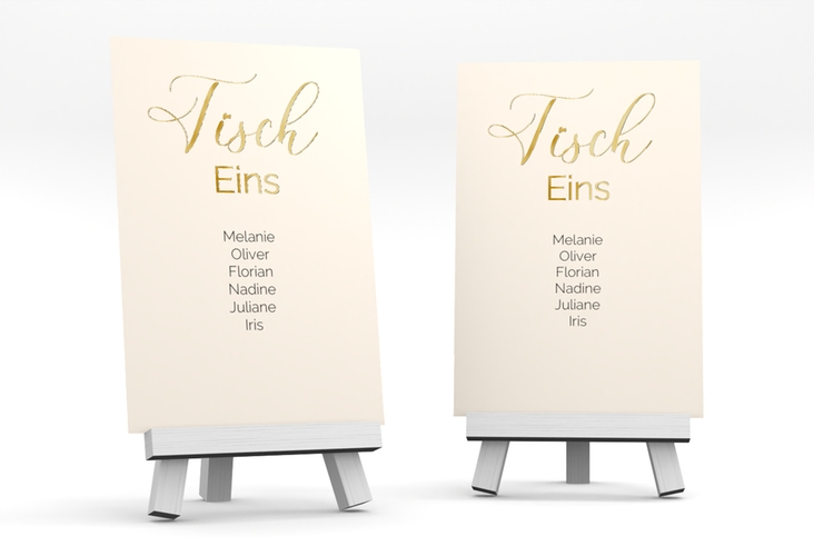 Tischaufsteller Hochzeit Eheschließung Tischaufsteller beige gold