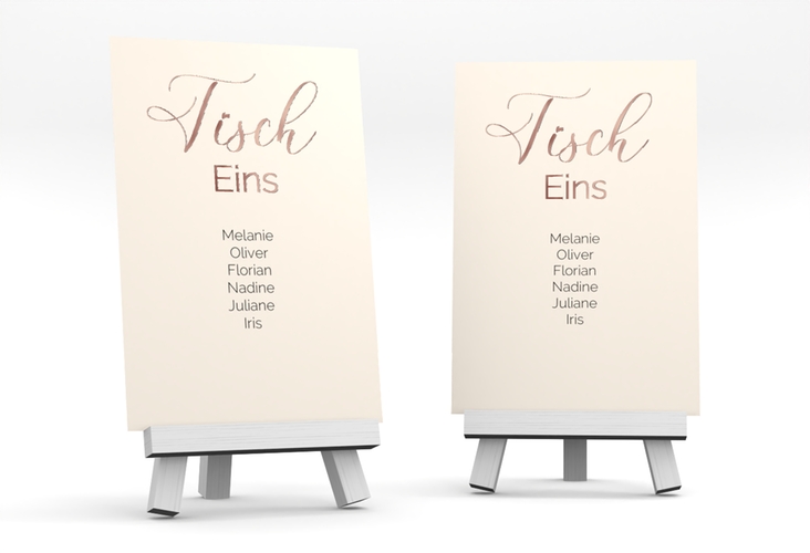 Tischaufsteller Hochzeit Eheschließung Tischaufsteller beige rosegold