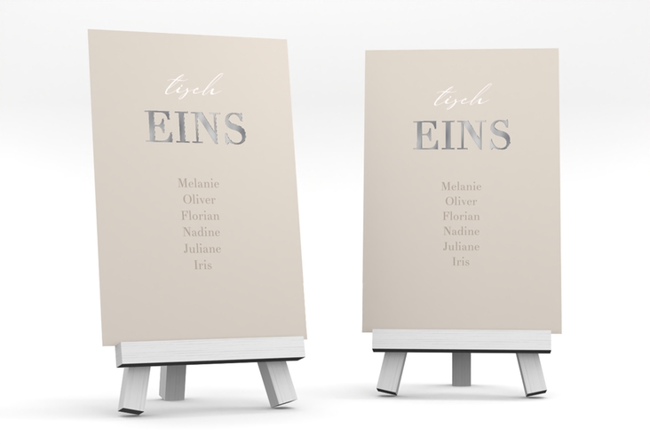 Tischaufsteller Hochzeit Moment Tischaufsteller beige silber
