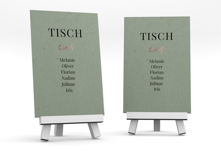Tischaufsteller Hochzeit Easy Tischaufsteller gruen rosegold im modernen minimalistischen Design