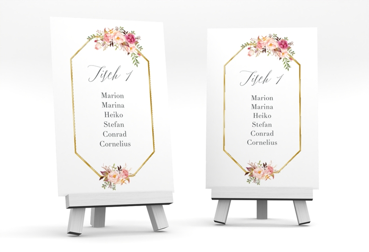 Tischaufsteller Hochzeit Prachtvoll Tischaufsteller weiss gold