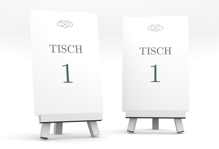 Tischnummer Hochzeit Infinity Tischaufsteller gruen silber