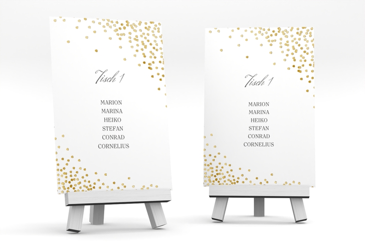 Tischaufsteller Hochzeit Glitter Tischaufsteller weiss gold