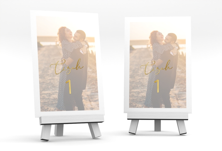Tischnummer Hochzeit Lucent Tischaufsteller weiss gold