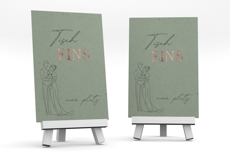 Tischnummer Hochzeit Vereint Tischaufsteller gruen rosegold