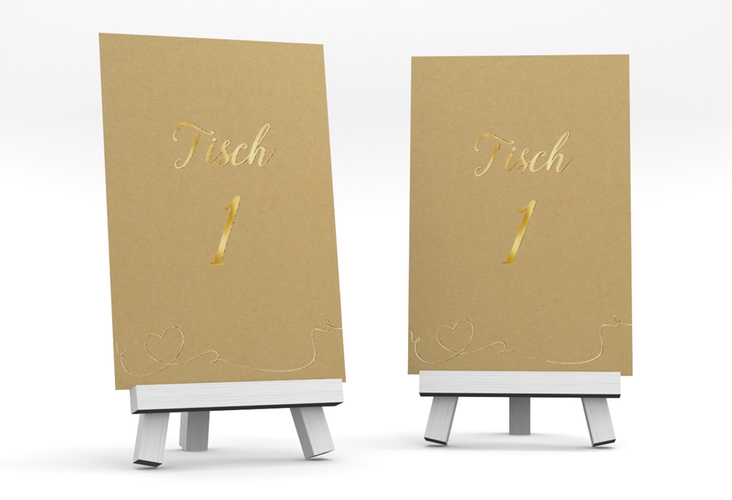 Tischnummer Hochzeit Herzensbund Tischaufsteller weiss gold