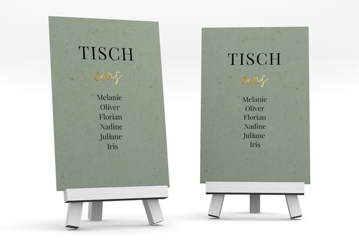 Tischaufsteller Hochzeit Easy Tischaufsteller gruen gold im modernen minimalistischen Design