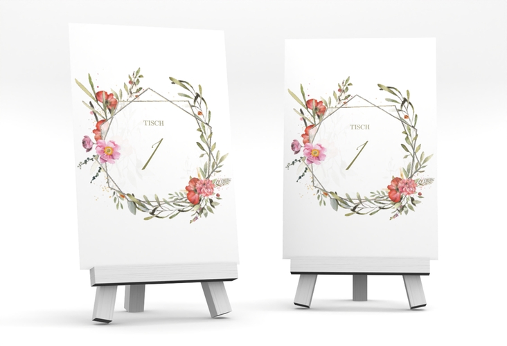 Tischnummer Hochzeit Sommergarten Tischaufsteller weiss silber