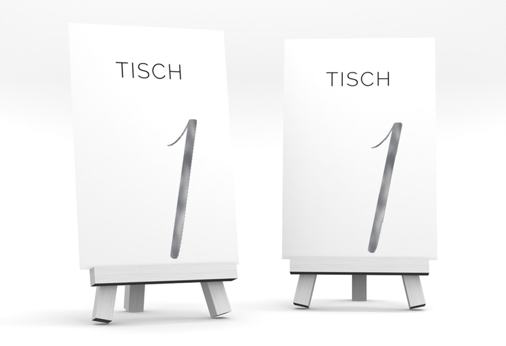 Tischnummer Hochzeit Eheschließung Tischaufsteller weiss silber