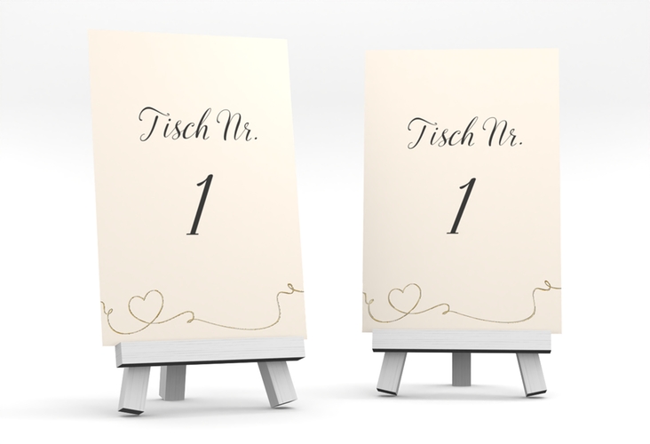 Tischnummer Hochzeit Dolce Tischaufsteller beige gold