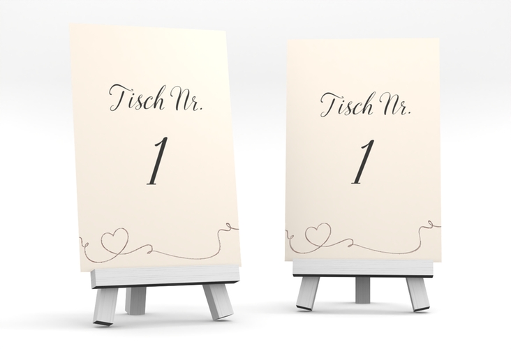 Tischnummer Hochzeit Dolce Tischaufsteller beige rosegold