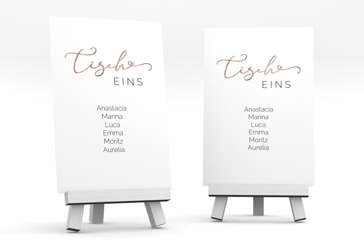 Tischaufsteller Hochzeit Jawort Tischaufsteller weiss rosegold modern minimalistisch mit veredelter Aufschrift