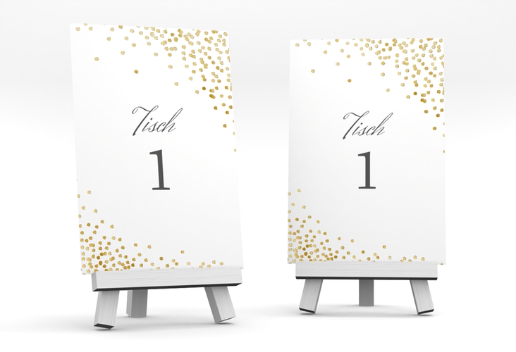 Tischnummer Hochzeit Glitter Tischaufsteller weiss gold