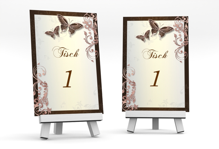 Tischnummer Hochzeit Toulouse Tischaufsteller braun rosegold