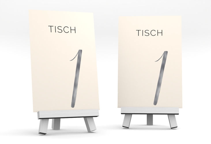 Tischnummer Hochzeit Eheschließung Tischaufsteller beige silber