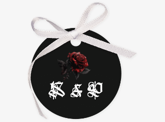 Geschenkanhänger Hochzeit Gothic Rose Geschenkanhänger, rund schwarz