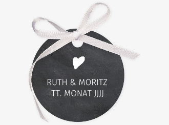 Klick: Details zu Geschenkanhänger Hochzeit "Chalkboard" anzeigen Geschenkanhänger Hochzeit "Chalkboard" Geschenkanhänger, rund schwarz