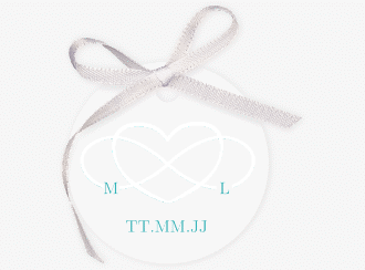 Klick: Details zu Geschenkanhänger Hochzeit "Infinity" anzeigen Geschenkanhänger Hochzeit Infinity Geschenkanhänger, rund tuerkis