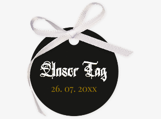 Geschenkanhänger Hochzeit Wednesday Geschenkanhänger, rund schwarz