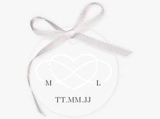 Geschenkanhänger Hochzeit Infinity Geschenkanhänger, rund schwarz