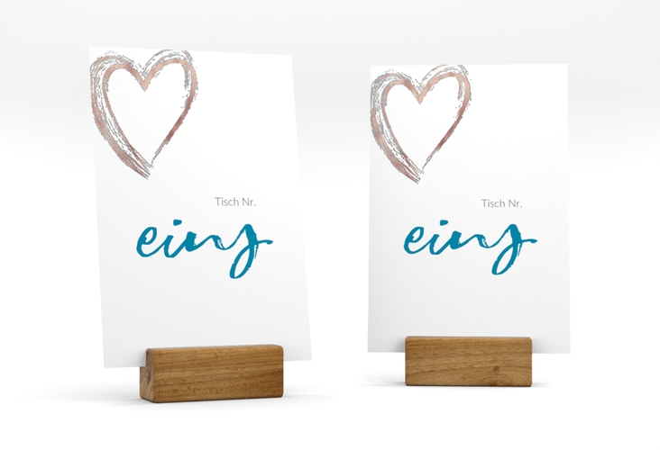 Tischnummer Hochzeit Liebe Tischaufsteller tuerkis rosegold