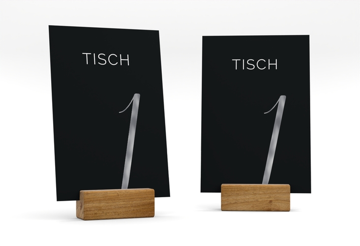 Tischnummer Hochzeit Eheschließung Tischaufsteller schwarz silber