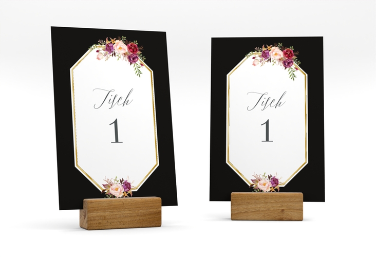 Tischnummer Hochzeit Prachtvoll Tischaufsteller schwarz gold