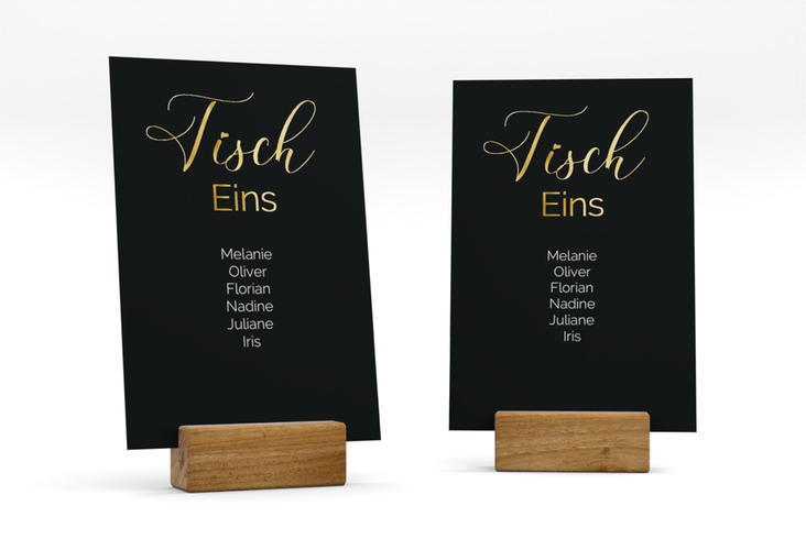 Tischaufsteller Hochzeit Eheschließung Tischaufsteller schwarz gold