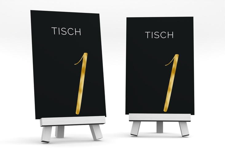 Tischnummer Hochzeit Eheschließung Tischaufsteller schwarz gold