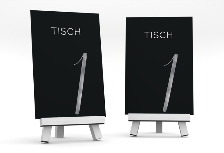 Tischnummer Hochzeit Eheschließung Tischaufsteller schwarz silber